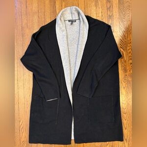 Eileen Fisher Cardigan - Black Ribbed Open Front Sweater- Size S